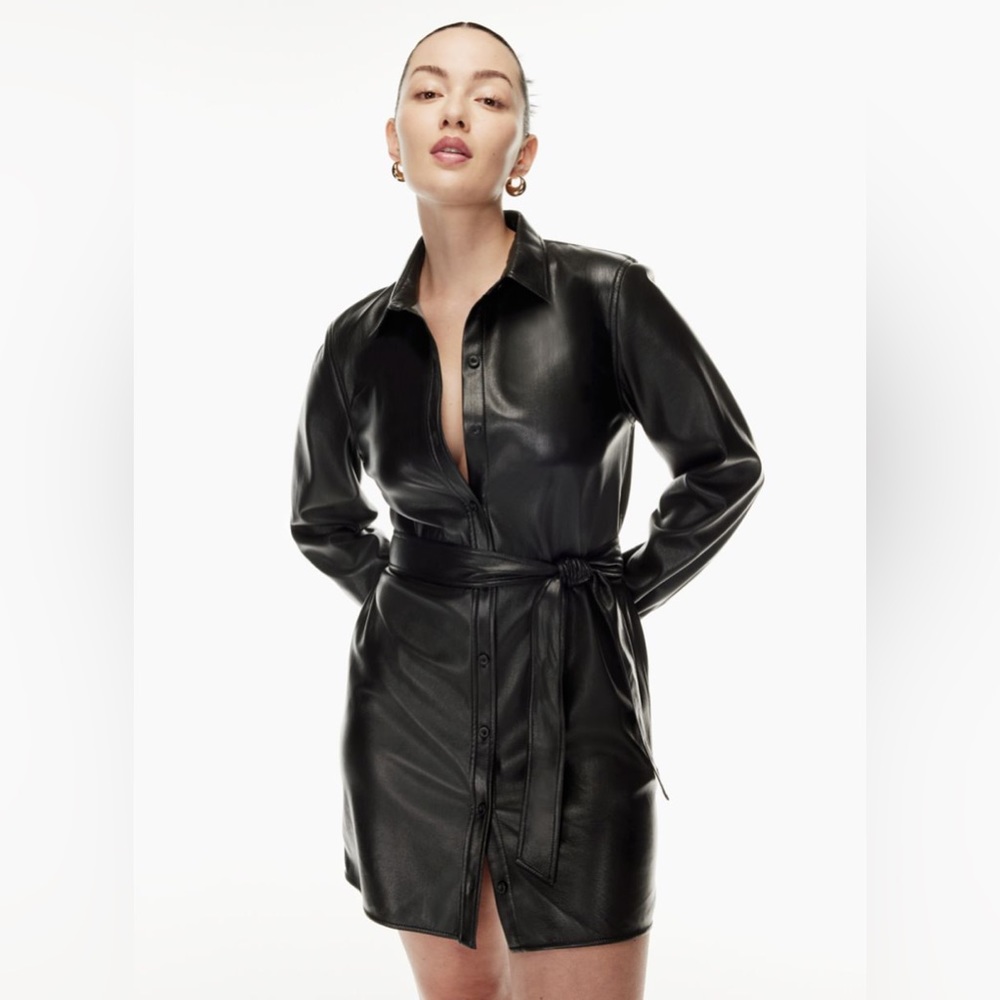 Aritzia Caroline Dress Black Vegan Leather